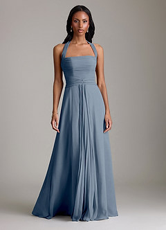 Azazie Clarisa Vestidos de damas de honor Vestido de Crepúsculo de Gasa de Corte en A con Plisado image5