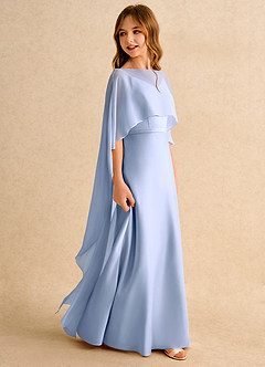 Azazie Fishie Girls Formal Abiti da Ragazza di Fiori Abito A-Line in Raso Opaco Ghiaccio image6