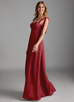 Azazie Lizet Brautjungfernkleider A-Linie Herzausschnitt Chiffon Kleid Granatapfelrot image4