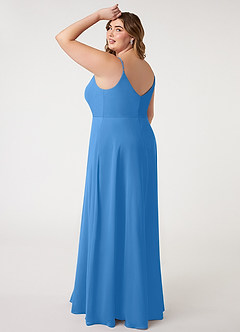 Azazie Daenerys Abiti da Damigella Abito A-Line in Chiffon con Scollo a Cappuccio Blue Jay image11