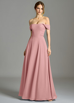 Azazie Oasis Bridesmaid Dresses Dusty Rose A-Line with Pockets Chiffon Dress image1