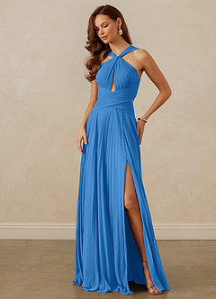 Christian Siriano Bridal for Azazie 1009 Bridesmaid Dresses Blue Jay A-Line Pleated Chiffon Dress image8