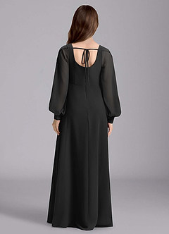 Azazie Bondi Junior Jurk van Chiffon met A-Lijn Blouson Zwart image2