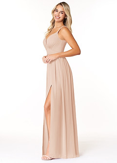 Azazie Rayna Bridesmaid Dresses English Rose A-Line V-Neck Pleated Chiffon Dress image3