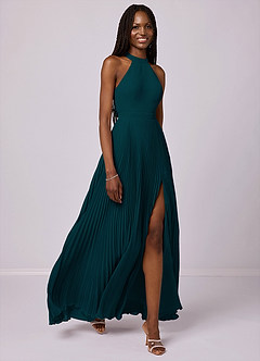 Barbie ♥ Azazie Bridesmaid Dresses Pine A-Line Pleated Chiffon Dress image3