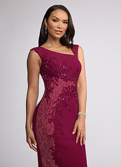 Azazie Juliane Mother of the Bride Dresses Burgundy Mermaid Sequins Lace Dress image3