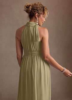 Azazie Antoinette Mother of the Bride Dresses Moss Green A-Line Pleated Chiffon Dress image7