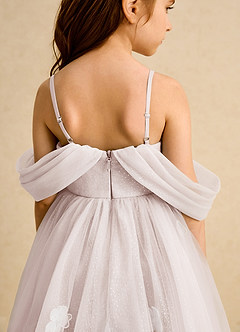 Azazie May Flower Girl Dresses Rose Petal Ball-Gown Pleated Tulle Dress image8
