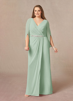 Azazie Belinda Mother of the Bride Dresses Agave A-Line V-Neck Pleated Chiffon Dress image8