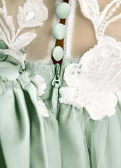 Azazie Sundae Jurken voor bloemenmeisjes Baljurk Jurk van Kant Agave image8