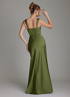 Azazie Agustina Brautjungfernkleider Meerjungfrau-Linie Korsett Stretch-Satin Kleid Olivgrün image2