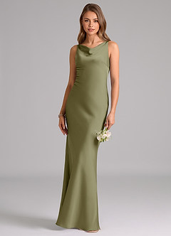 Azazie Allettie Bridesmaid Dresses Pistachio Mermaid Stretch Satin Dress image1