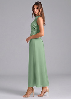 Azazie Evadne Bridesmaid Dresses Matcha Sheath Pleated Chiffon Dress image5