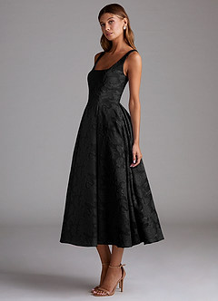 Amalie Black A-line Midi Dress image3