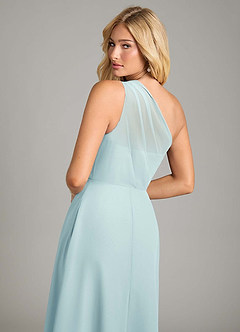 Azazie Phaedra Bridesmaid Dresses Sea Glass A-Line One Shoulder Chiffon Dress image6