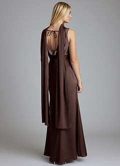 Azazie Tallie Bridesmaid Dresses Ganache Mermaid Pleated Stretch Satin Dress image4