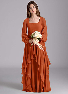 Azazie Clara Junior Klänning av A-Line i Chiffong Blouson image7