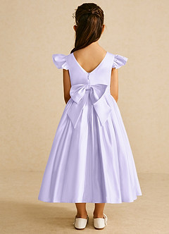 Azazie Violeta Blumenmädchenkleider Ballkleid Schleifen Matte Satin Kleid Flieder image2