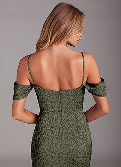 Azazie Saige Vestidos de damas de honor Vestido de Jardín Pequeño Floral Willow Green de Satén Elástico de Corte Recto con Vestidos sin tirantes image8