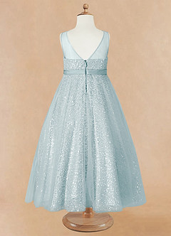 Azazie Siwa Flower Girl Dresses Sea Glass A-Line Beaded Tulle Dress image6