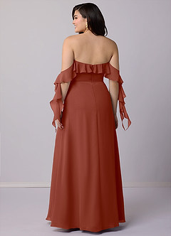 Barbie ♥ Azazie Bridesmaid Dresses Auburn A-Line Off the Shoulder Chiffon Convertible Dress image9