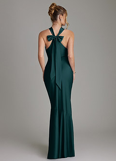 Azazie Reign Bridesmaid Dresses Pine Mermaid Pleated Stretch Satin Dress image2