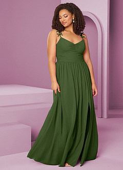Barbie ♥ Azazie Bridesmaid Dresses Olive A-Line Pleated Chiffon Dress image4
