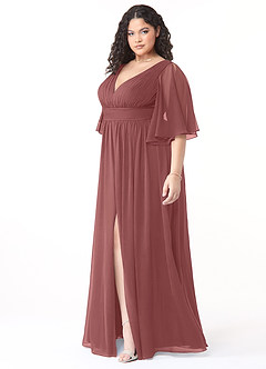 Azazie Temeka Abiti da Damigella Abito A-Line in Chiffon Increspato Ametista image9