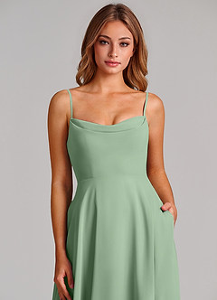 Azazie Elle Brautjungfernkleider A-Linie Plissee Chiffon Kleid Matcha image6