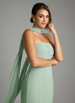 Azazie Saylor Vestidos de damas de honor Vestido de Agave de Gasa de Corte Sirena con Sin tirantes image2