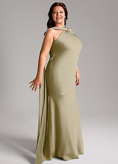 Azazie Kinsley Bridesmaid Dresses Moss Green Mermaid Side Slit Stretch Satin Dress image12