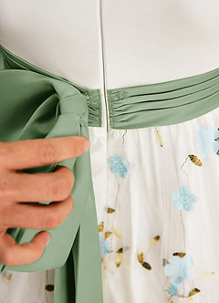 Azazie Pollie Flower Girl Dresses Sky Blue Dusty Sage A-Line Bow Tulle Dress image7