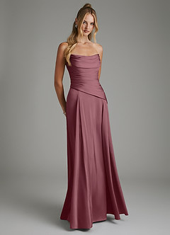 Azazie Gabriela Bridesmaid Dresses Desert Rose A-Line Corset Stretch Satin Dress image8