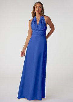 Azazie Fifi Jurken voor bruidsmeisjes Converteerbaar Jurk van Chiffon met A-Lijn Strapless Koningsblauw image2
