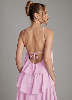Azazie Deena Bridesmaid Dresses Candy Pink A-Line Ruched Chiffon Dress image6