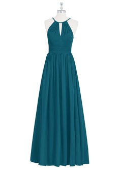Azazie Cherish Bridesmaid Dresses Ink Blue A-Line Pleated Chiffon Dress image6