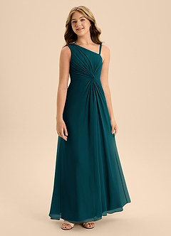 Azazie Brooke Junior A-Linie Seitliche Cut-Outs Chiffon Kleid Kiefer image5