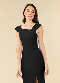 Azazie Ellen Mother of the Bride Dresses Black Sheath Side Slit Stretch Crepe Dress image5