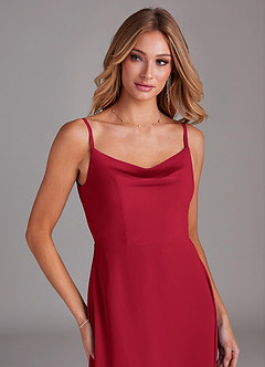 Azazie Daenerys Brautjungfernkleider A-Linie Kutte Chiffon Kleid Scharlachrot image6