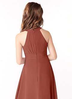 Azazie Linna Junior Auburn A-Line Pleated Chiffon Dress image3