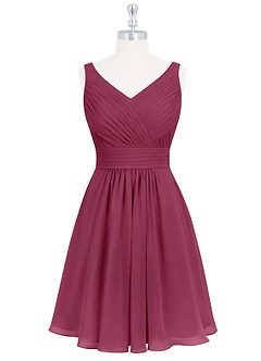 Azazie Grace Bridesmaid Dresses Mulberry A-Line Pleated Chiffon Dress image7
