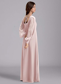 Azazie Bondi Junior Vestido de Rosa Rubor de Gasa de Corte en A con Blusón image6