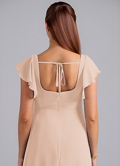 Azazie Bondi Maternity Bridesmaid Dresses A-Line Ruched Chiffon Floor-Length Dress image6