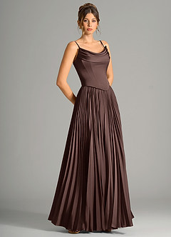 Azazie Saedra Bridesmaid Dresses Ganache A-Line Corset Stretch Satin Dress image7