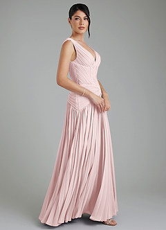 Azazie Kima Bridesmaid Dresses Blushing Pink A-Line Pleated Chiffon Dress image7