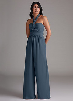 Azazie Lamara Brautjungfernkleider Wandelbar Schulterfrei Chiffon Overall/Jumpsuit Neptunblau image8