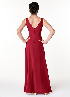 Azazie Kori Junior Scarlet A-Line Ruched Chiffon Dress image2