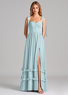 Azazie Anastacia 신부 들러리 드레스 A라인 스윗하트 네크라인 쉬폰 바닥 길이 드레스 image6