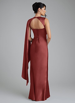Azazie Taj Bridesmaid Dresses Terracotta Mermaid Corset Stretch Satin Dress image7