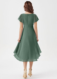 Azazie Graciela Junior Eucalyptus A-Line Pleated Chiffon Dress image2